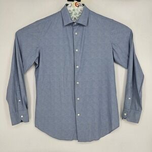 Boggi Milano Shirt Mens Large Button Up Casual Blue Sensitive Preppy Long Sleeve
